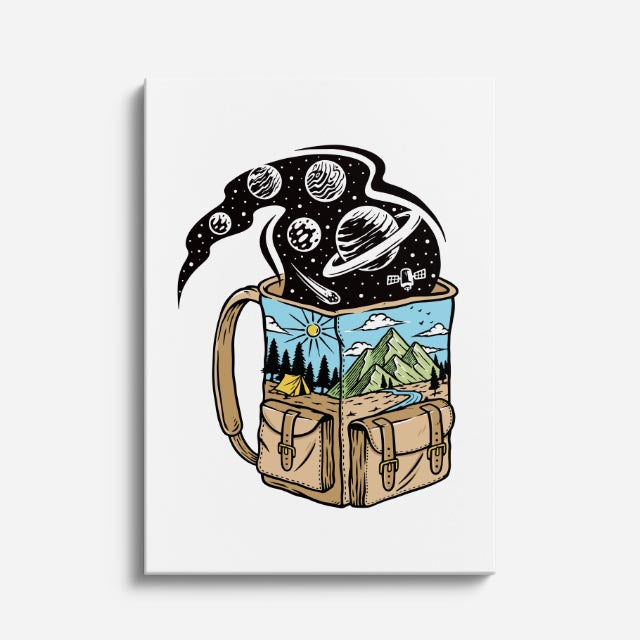 Cuadro canvas Aventurero Botella Azul - Ilustraciones Pop Pop Art & Color - Vista Frente