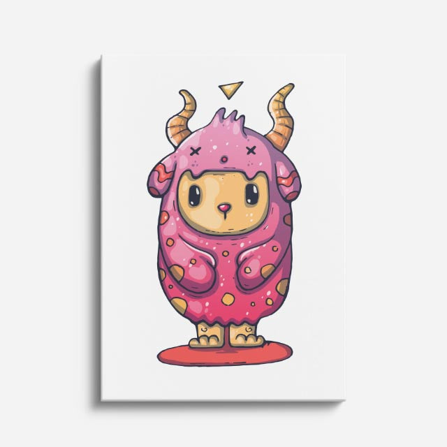 Cuadro canvas Monstruito Rosa Tierno - Ilustraciones Pop Pop Art & Color - Vista Frente