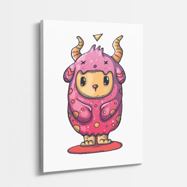 Cuadro canvas Monstruito Rosa Tierno - Ilustraciones Pop Pop Art & Color - Vista Perspectiva