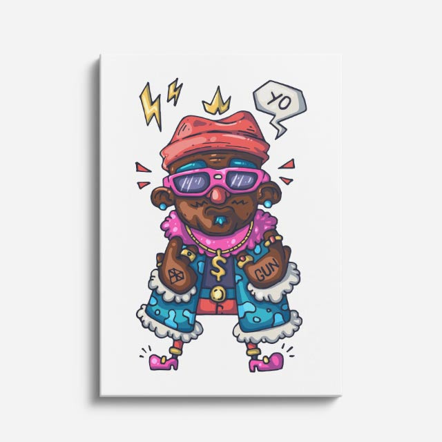 Cuadro canvas Oso Hip Hop Colorido - Ilustraciones Pop Pop Art & Color - Vista Frente