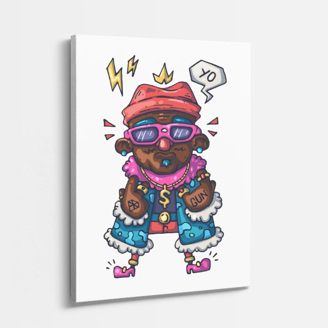 Cuadro canvas Oso Hip Hop Colorido - Ilustraciones Pop Pop Art & Color - Vista Perspectiva