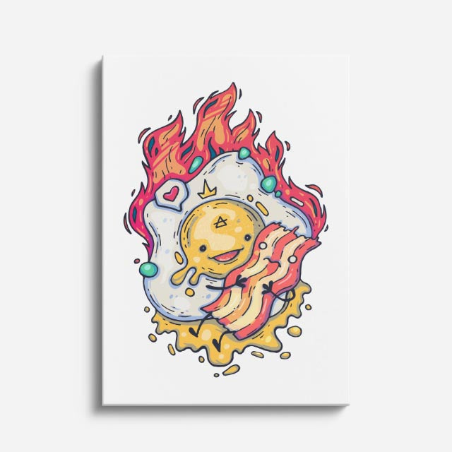 Cuadro canvas Smiley Fuego Amarillo - Ilustraciones Pop Pop Art & Color - Vista Frente