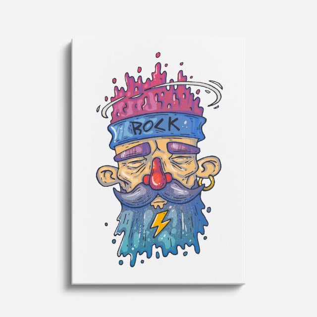 Cuadro canvas Oso Rock Azul - Ilustraciones Pop Pop Art & Color - Vista Frente