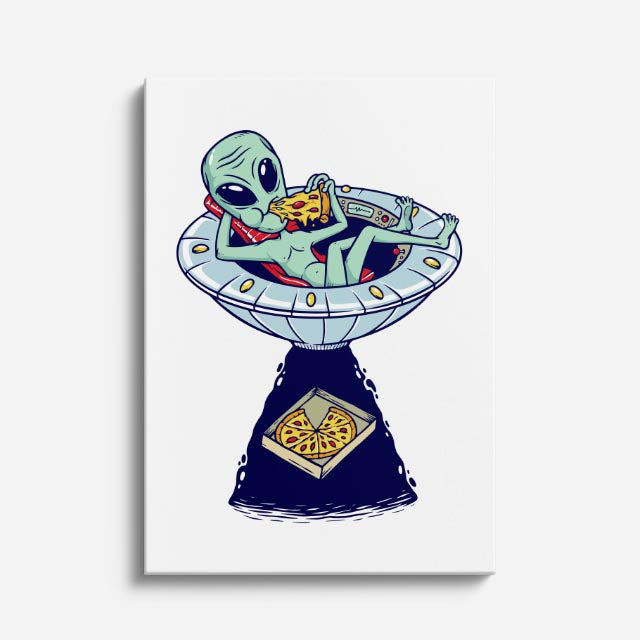 Cuadro canvas Alien Platillo Azul - Ilustraciones Pop Pop Art & Color - Vista Frente