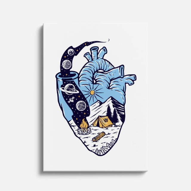 Cuadro canvas Corazon Espacio Azul - Ilustraciones Pop Pop Art & Color - Vista Frente