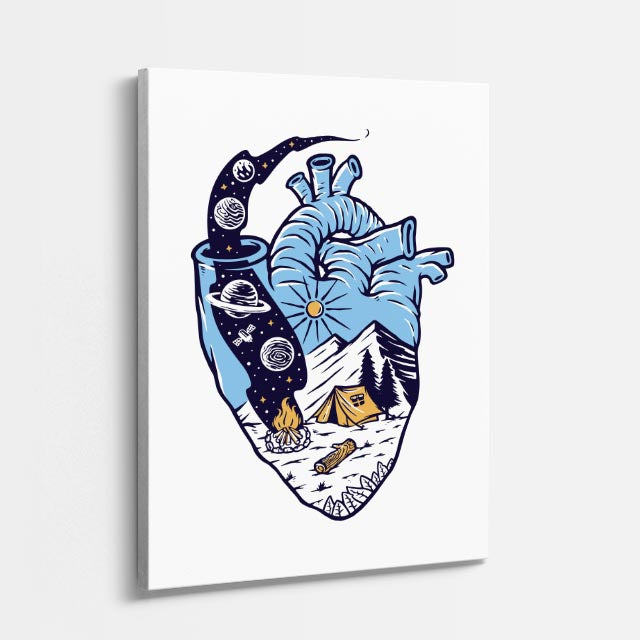 Cuadro canvas Corazon Espacio Azul - Ilustraciones Pop Pop Art & Color - Vista Perspectiva