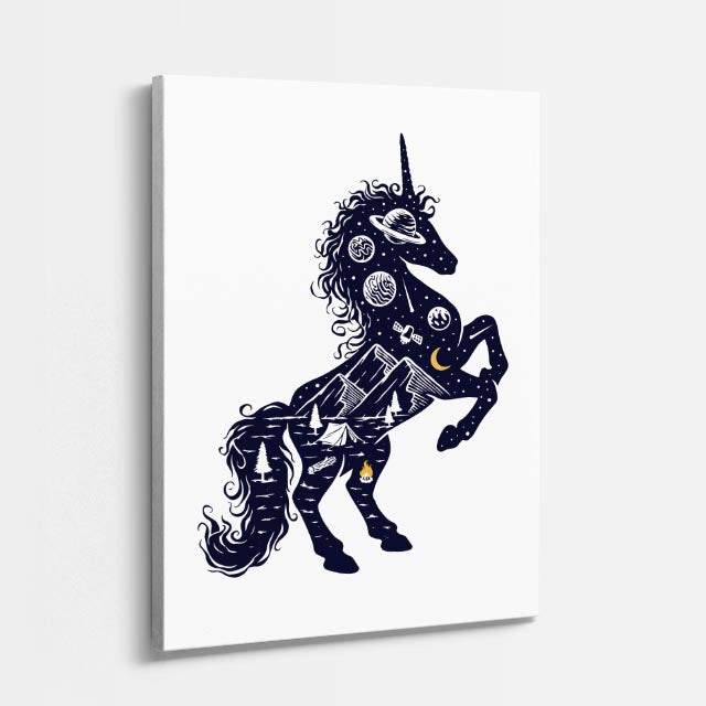 Cuadro canvas Unicornio Galaxia Oscuro - Ilustraciones Pop Pop Art & Color - Vista Perspectiva