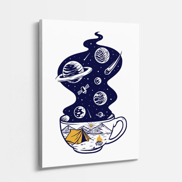 Cuadro canvas Globo Espacio Azul - Ilustraciones Pop Pop Art & Color - Vista Perspectiva
