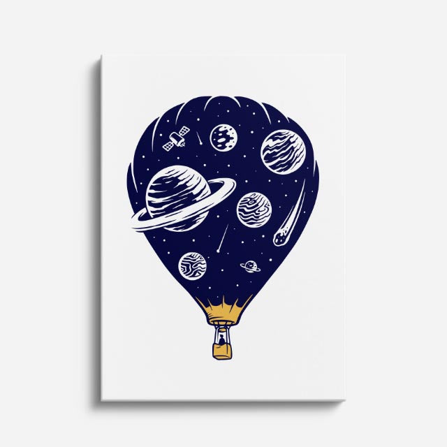 Cuadro canvas Globo Montana Azul - Ilustraciones Pop Pop Art & Color - Vista Frente