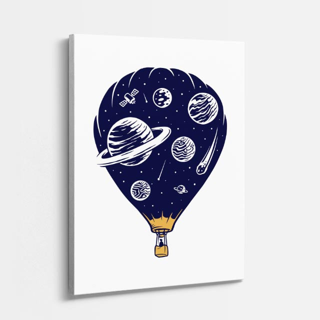 Cuadro canvas Globo Montana Azul - Ilustraciones Pop Pop Art & Color - Vista Perspectiva