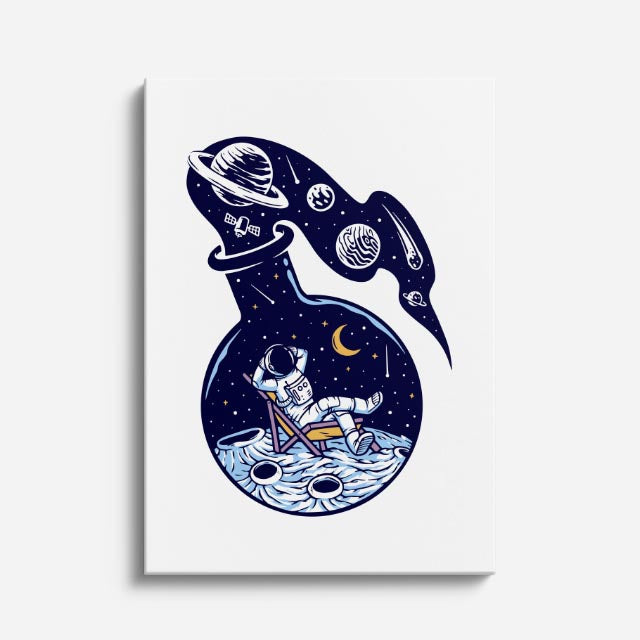 Cuadro canvas Cuervo Galaxia Azul - Ilustraciones Pop Pop Art & Color - Vista Frente