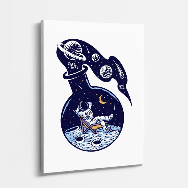 Cuadro canvas Cuervo Galaxia Azul - Ilustraciones Pop Pop Art & Color - Vista Perspectiva