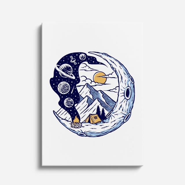 Cuadro canvas Astronauta Globo Luna - Ilustraciones Pop Pop Art & Color - Vista Frente