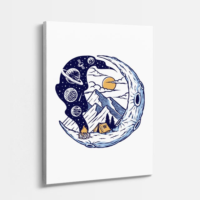Cuadro canvas Astronauta Globo Luna - Ilustraciones Pop Pop Art & Color - Vista Perspectiva
