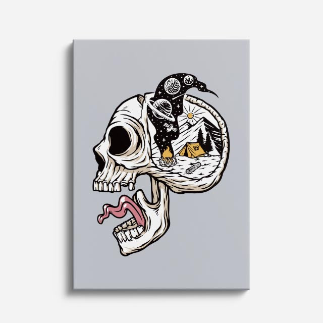 Cuadro canvas Calavera Floral Blanca - Ilustraciones Pop Pop Art & Color - Vista Frente