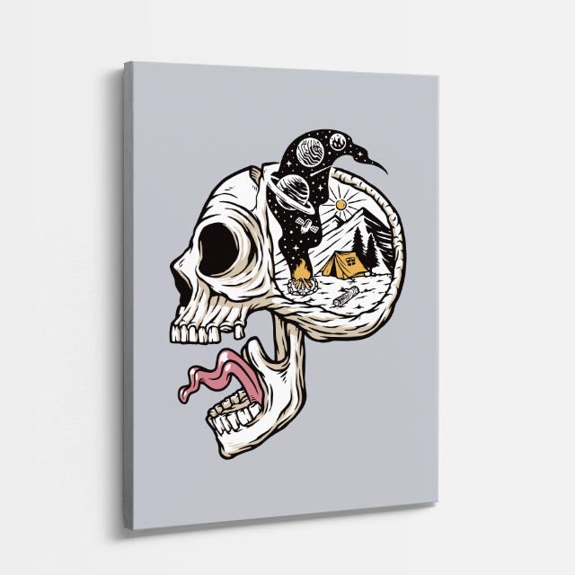 Cuadro canvas Calavera Floral Blanca - Ilustraciones Pop Pop Art & Color - Vista Perspectiva