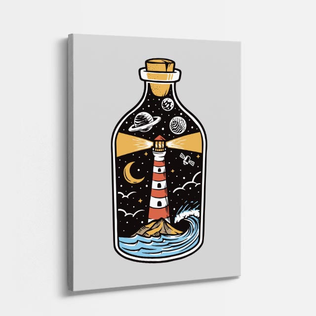 Cuadro canvas Botella Faro Azul - Ilustraciones Pop Pop Art & Color - Vista Perspectiva