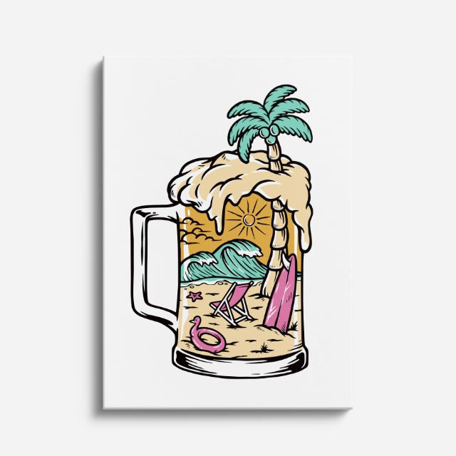 Cuadro canvas Brujula Montana Naranja - Ilustraciones Pop Pop Art & Color - Vista Frente