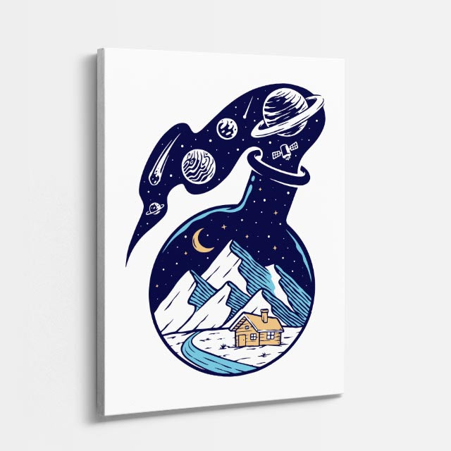 Cuadro canvas Ballena Montana Azul - Ilustraciones Pop Pop Art & Color - Vista Perspectiva