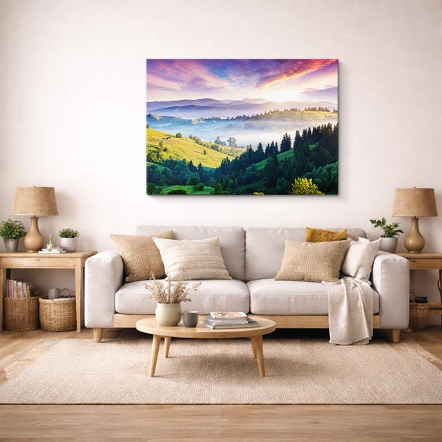 cuadro canvas bosques y naturaleza valle verde cielo dramático horizontal