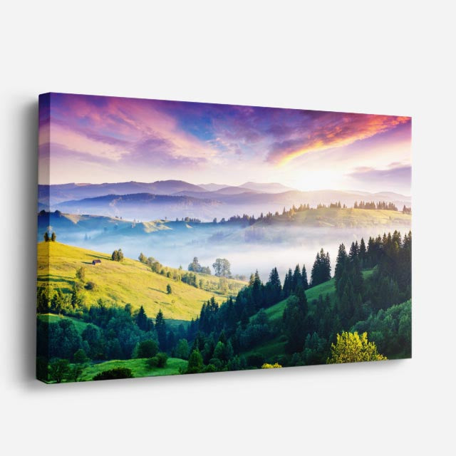cuadro canvas bosques y naturaleza valle verde cielo dramático horizontal