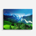 cuadro canvas bosques y naturaleza montañas nevadas prado verde horizontal