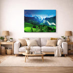 cuadro canvas bosques y naturaleza montañas nevadas prado verde horizontal