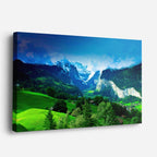cuadro canvas bosques y naturaleza montañas nevadas prado verde horizontal