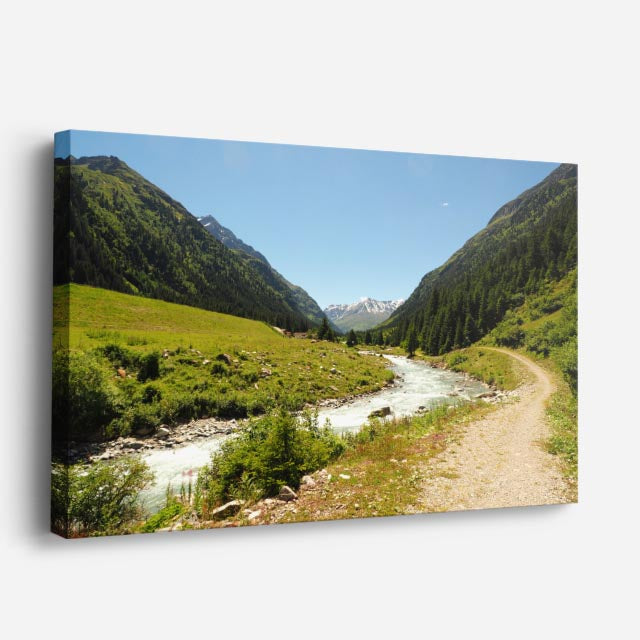 cuadro canvas bosques y naturaleza camino de tierra valle alpino horizontal
