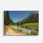 cuadro canvas bosques y naturaleza río cristalino valle verde horizontal