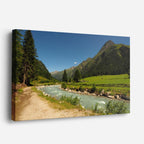 cuadro canvas bosques y naturaleza río cristalino valle verde horizontal