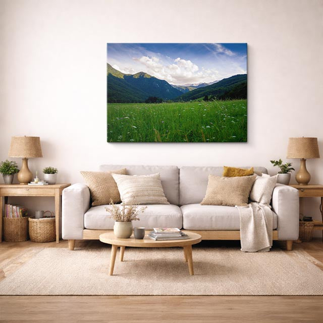cuadro canvas bosques y naturaleza montaña nevada cielo nublado horizontal