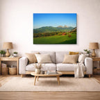 cuadro canvas bosques y naturaleza volcán lejano campo verde horizontal