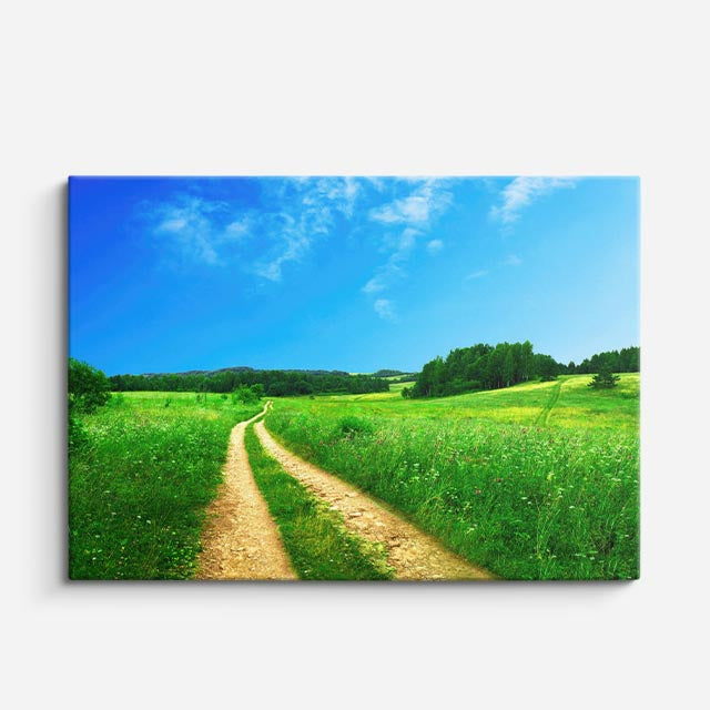 cuadro canvas bosques y naturaleza camino rural cielo azul horizontal