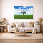 cuadro canvas bosques y naturaleza árbol solitario cielo azul horizontal
