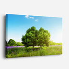 cuadro canvas bosques y naturaleza dos árboles prado floral horizontal