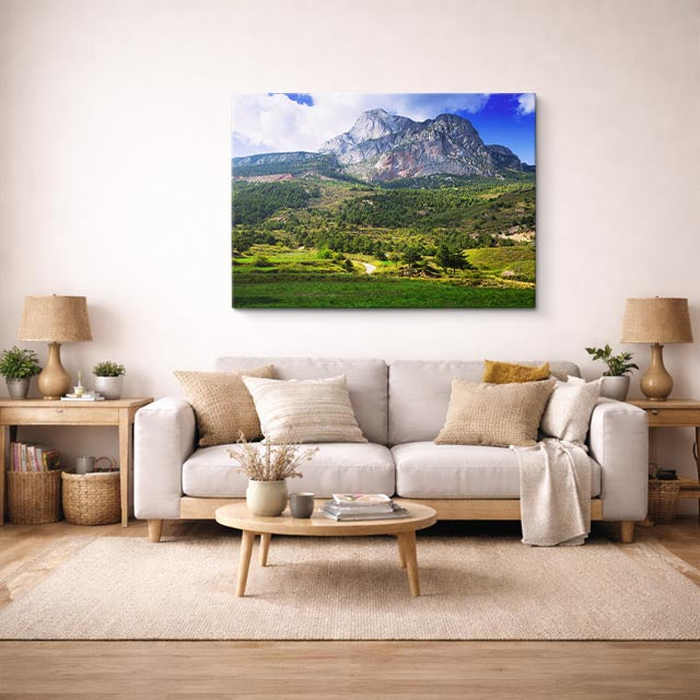 cuadro canvas bosques y naturaleza montaña gris cielo azul limpio horizontal