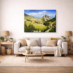 cuadro canvas bosques y naturaleza montañas rocosas valle verde horizontal