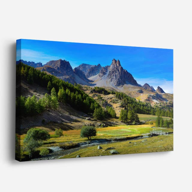 cuadro canvas bosques y naturaleza cordillera picos cielo azul horizontal