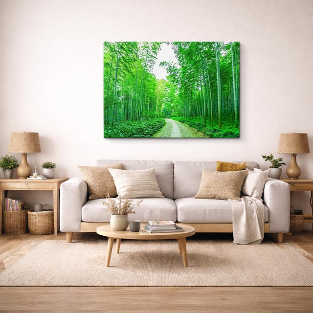cuadro canvas bosques y naturaleza bosque de bambú verde intenso horizontal