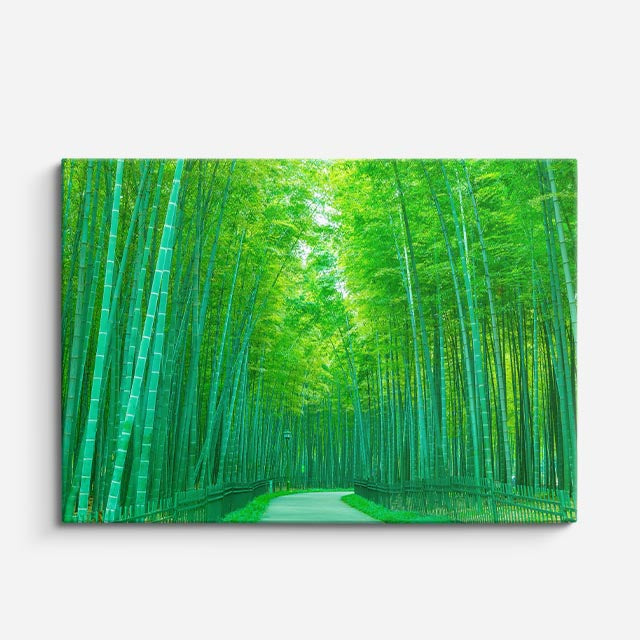 cuadro canvas bosques y naturaleza bosque de bambú verde luminoso horizontal