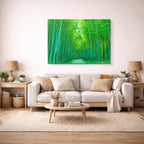 cuadro canvas bosques y naturaleza bosque de bambú verde luminoso horizontal