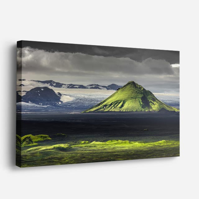 cuadro canvas bosques y naturaleza volcán negro lago oscuro horizontal