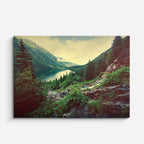 cuadro canvas bosques y naturaleza lago rojo otoñal montañas horizontal