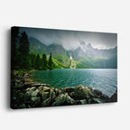 cuadro canvas bosques y naturaleza lago verde montañas nevadas horizontal