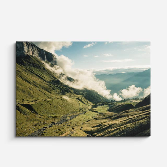 cuadro canvas bosques y naturaleza desfiladero nubes cascada horizontal