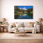 cuadro canvas bosques y naturaleza lago espejo montañas nevadas horizontal