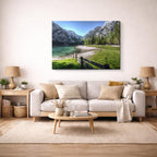 cuadro canvas bosques y naturaleza pradera verde cerca de madera horizontal