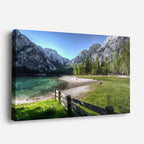 cuadro canvas bosques y naturaleza pradera verde cerca de madera horizontal
