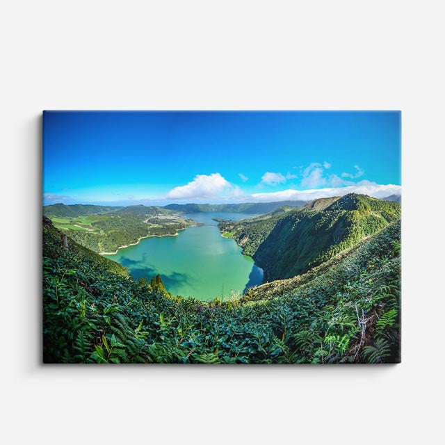 cuadro canvas bosques y naturaleza lago volcánico vista aérea horizontal